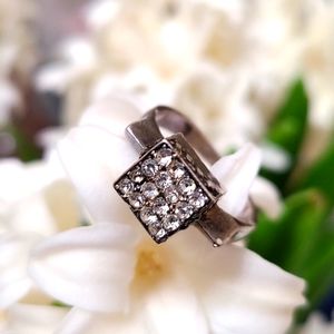 Crystals silver ring 925 stamp